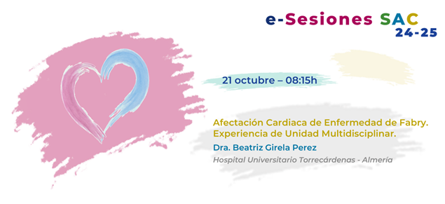 SACardiología (@sacardiologia) on Twitter photo 🤝Fruto de la estrecha colaboración entre
<a href="/OrganonEspana/">Organon España</a> y la SAC, continuamos con la  edición de “eSesiones SAC”. 
 
🗓️21 de octubre 08:15 hrs 
🩺Dra. Beatriz Girela 
🎙️Ponencia: Afectación Cardiaca de Enfermedad de Fabry. Experiencia de Unidad Multidisciplinar
#esesionessac 🤝Fruto de la estrecha colaboración entre
<a href="/OrganonEspana/">Organon España</a> y la SAC, continuamos con la  edición de “eSesiones SAC”. 
 
🗓️21 de octubre 08:15 hrs 
🩺Dra. Beatriz Girela 
🎙️Ponencia: Afectación Cardiaca de Enfermedad de Fabry. Experiencia de Unidad Multidisciplinar
#esesionessac