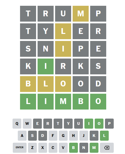 ViviansFacebook's tweet photo. I got todays wordle @nytimes ! 
It was close, I was sweating bullets :D https://t.co/38TchmBi4C