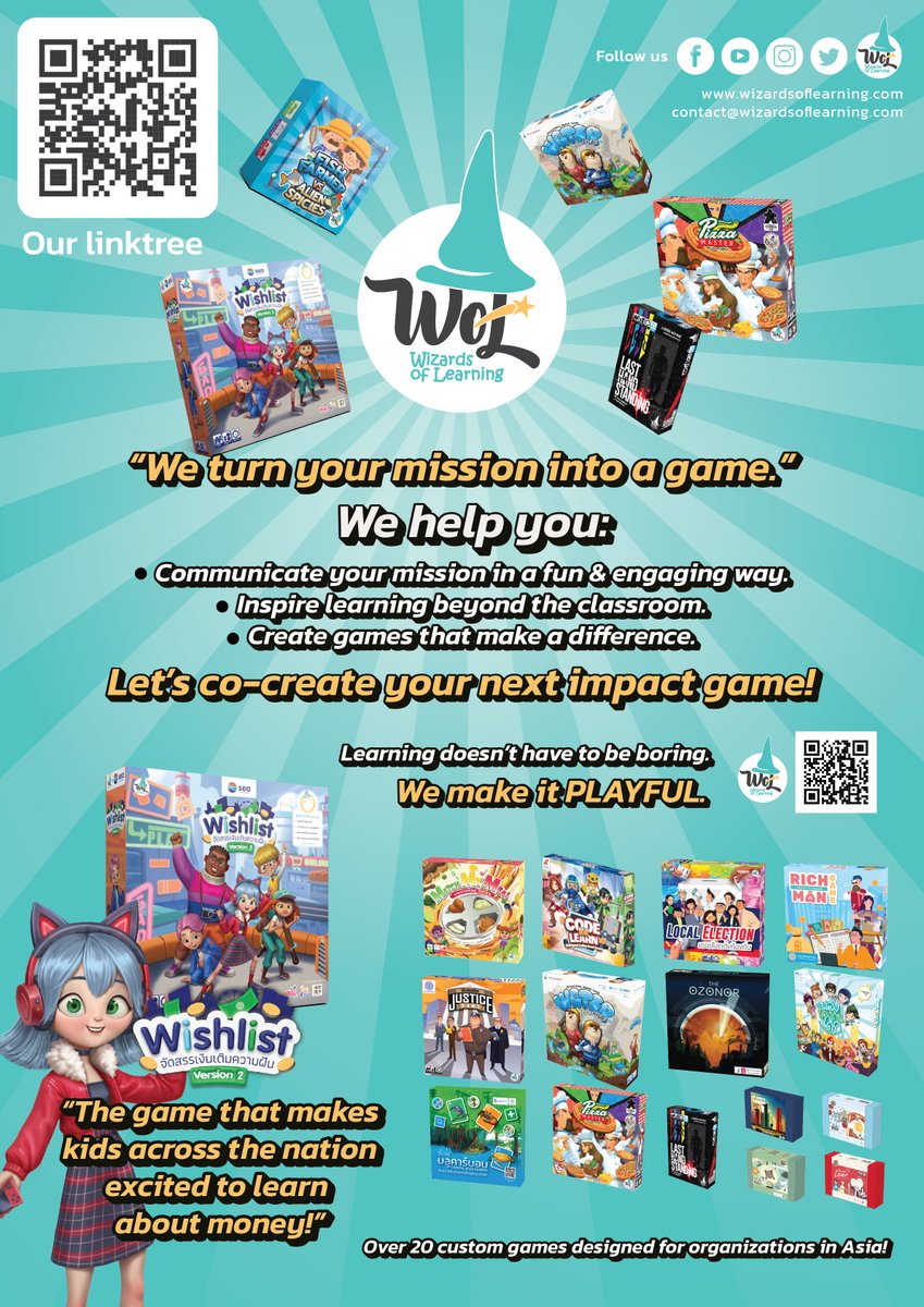 WizardsLearning's tweet photo. We’re heading to #SPIEL25! ✈️
Join Wizards of Learning (WoL) from Thailand at Hall 5F600 — where learning meets play 🎲
🧵 Here’s what we’re bringing 👇
#BoardGames #MadeInThailand https://t.co/25dFGx3MyL