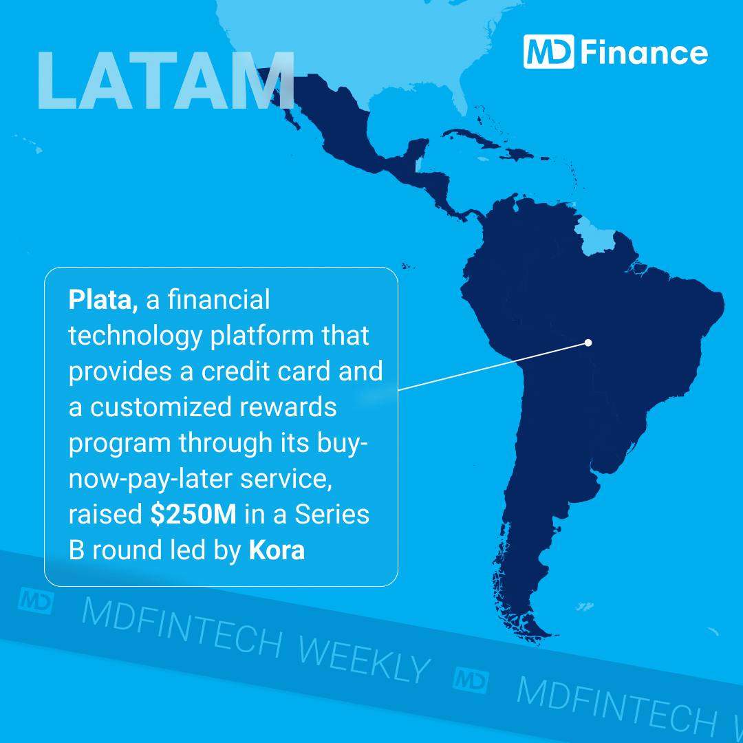 mdfin_page's tweet photo. LATAM
💠Plata Card, a financial technology platform that provides a credit card and a customized rewards program through its buy-now-pay-later service, raised $250M in a Series B round led by Kora Management LP, with participation of Moore Strategic Ventures and TelevisaUnivision.

APAC
💠Rakuten, a provider of e-commerce, fintech, digital content, and communications products and services, raised $546M in a Post-IPO Debt.
💠dezerv., a company that offers an integrated portfolio approach to investment, providing higher returns with lower risk, raised $39.4M in a Series C round led by Accel and Premji Invest, with participation of Elevation Capital andZ47.
💠inaam, a fintech application that offers impact investment, reinvestment strategies, fintech solutions, and financial inclusion services, raised $324K in a Pre-Seed round led by Hatcher+,  with participation ofStartupbootcamp Australiaa.

MENA
💠Chari, a B2B e-commerce platform that provides entrepreneurs with a steady supply of consumer products and financial services, raised $12M in a Series A round led by Orange Ventures and SPE Capital, with participation of Afri Mobility, AXIAN Group, Dragon Capital, Endeavor Catalyst, Global Founders Capital, H&S Invest Holding,Harambeans, Karim Beguir,, Michael Lahyani, MyAsiaVC, P1 Ventures, Pincus Capital Management, Reflect Ventures, UM6P Ventures and UNCOVERED FUND.

#funding #investment #fintech