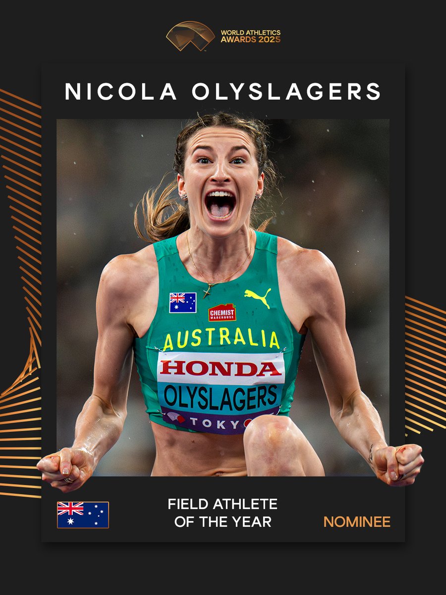 Female Field Athlete of the Year nominee ✨

Repost to vote for Nicola Olyslagers 🇦🇺 in the #AthleticsAwards. 

Voting closes on Sunday 26 October at 11:59 PM CEST.
