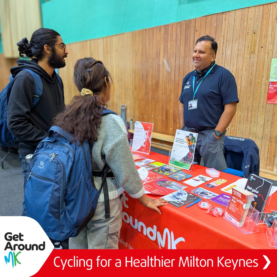 📸 Healthy Future event at Stantonbury Leisure Centre gave free advice on jobs, training &amp; wellbeing.

🚲 Bikeability’s Mumnoon Ahmad shared MK’s cycling support: free bikes, women’s rides, e-bike trials, Dr Bike &amp; more!

getaroundmk.org.uk
#GetAroundMK #ActiveTravelMK