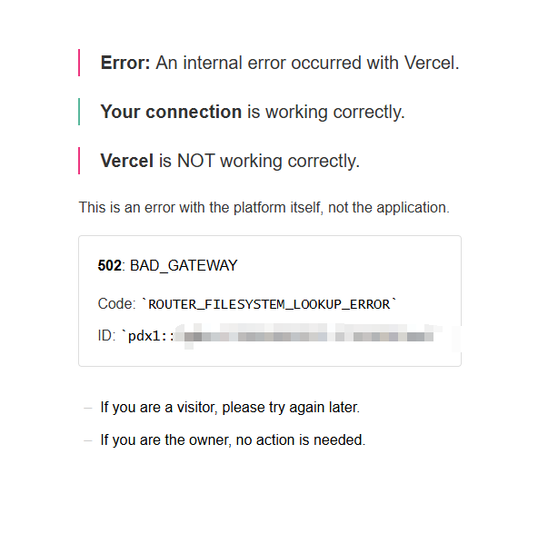 vercel is down 20251020