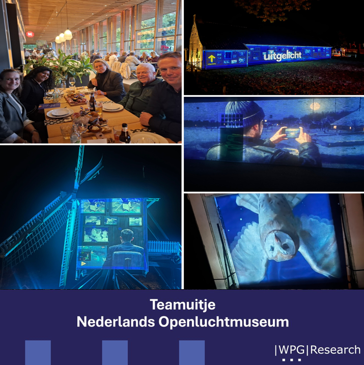 🎉Afgelopen vrijdag vierden de verjaardag van WPG Research in Het Nederlands Openluchtmuseum. Na een heerlijke maaltijd ontdekten we het museum na sluitingstijd tijdens Uitgelicht.✨Tussen de sfeervolle gebouwen en verhalen van de nachtwaker kwam het museumpark echt tot leven.