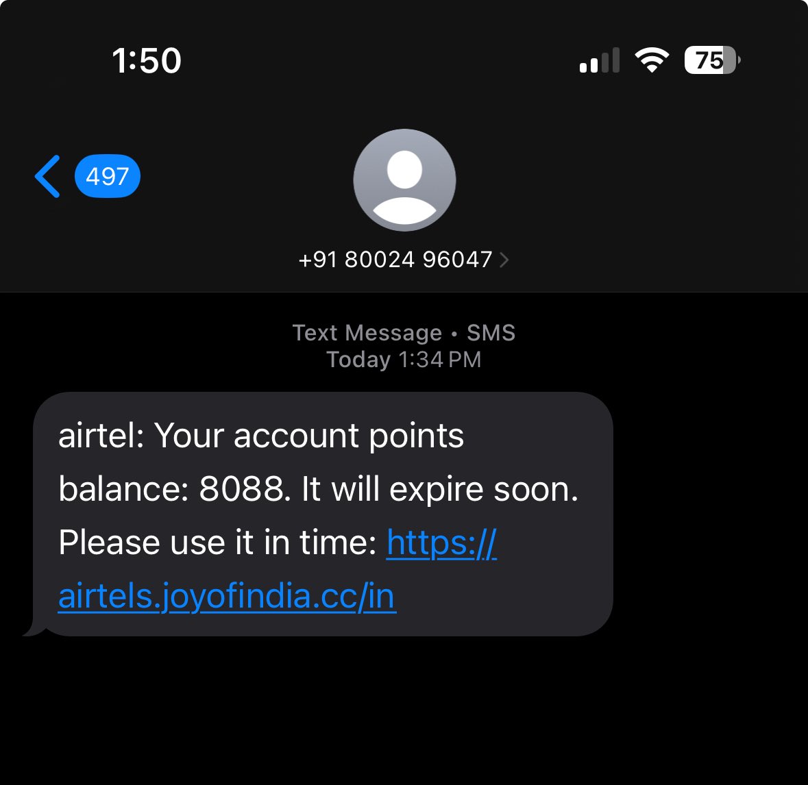 Harinrkive's tweet photo. @Airtel_Presence I got this message, is it real? https://t.co/HSE3ztL9vP