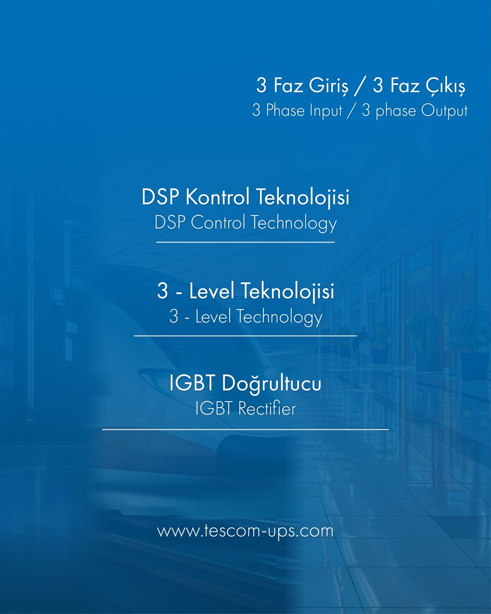 TESCOM_UPS's tweet image. DS Power SH Online UPS, 10-20 kVA aralığında yüksek performans sunar. Kompakt tasarımıyla yerden tasarruf sağlarken, gelişmiş DSP teknolojisi ve 3-Level topoloji ile verimlilik, güvenilirlik ve işlevselliği üst seviyeye taşır. 

#Tescom #DSPowerSH #OnlineUPS #KesintisizGüç