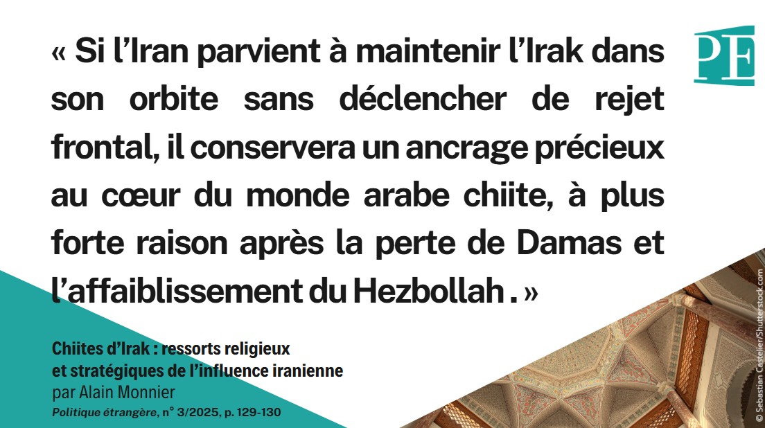 [À LIRE🤓] L'article d'Alain Monnier, "Chiites d'#Irak 🇮🇶 : ressorts religieux et stratégiques de l'influence iranienne"🇮🇷, publié dans le numéro 3/2025 de <a href="/Pol_Etrangere/">Politique étrangère</a>⤵️
tinyurl.com/bdhn9yhy