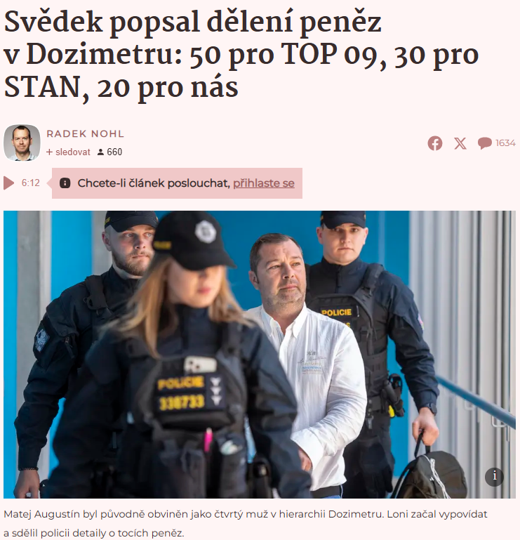 Korupce v Dozimetru, dělba vejvaru:
💵50% pro <a href="/TOP09cz/">TOP 09</a> 
💵30% pro <a href="/starostove_cz/">Starostové a nezávislí</a> 
💵20% pro pomocné mafiány
Prostě "demokratická" a "hodnotová" rozkrádačka. Škoda, že už není Foltýn, mohl zase napsat něco o sviních. Nebo spíše o prasatech. V žitě.
A tohleto nám káže o morálce🤮