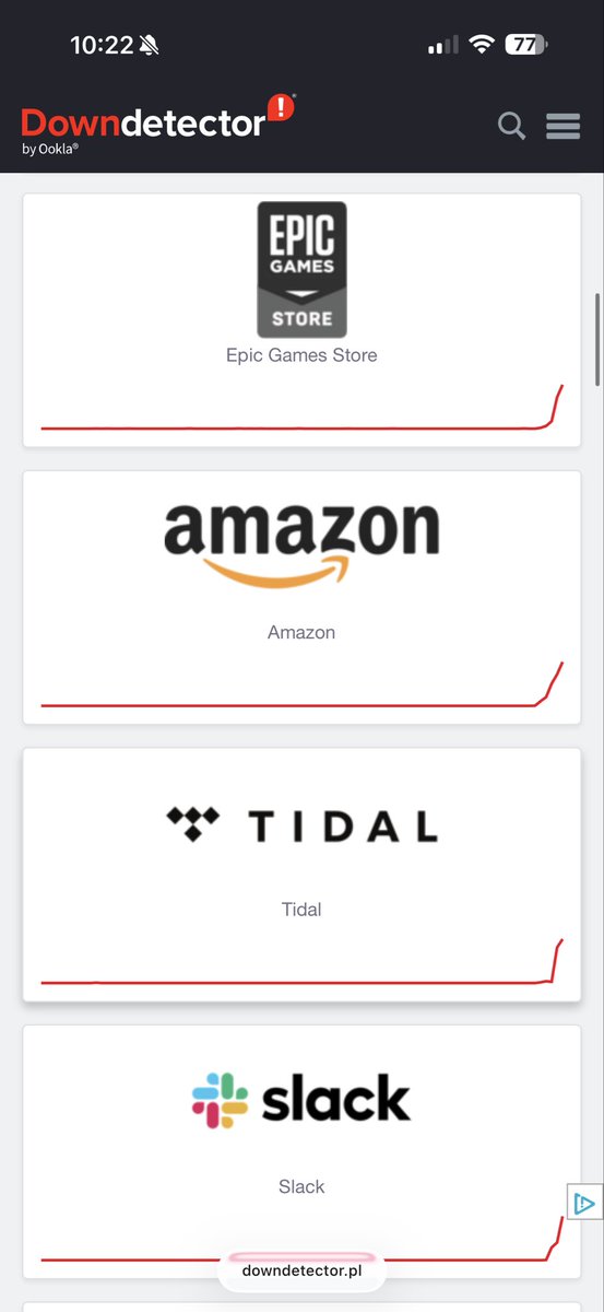 PerplexityPRO_'s tweet image. Aktualizacja na PL 🪫:

Do aplikacji down doszły kolejne pozycje:

•Google
•Tinder
•Fortnite
•Tidal
•Epic Games

Dodatkowo OpenAi także zaczyna mieć powoli problemy!

#amazon #aws #CyberAttack #tinder #google #fortnite #tidal #zoom #atlassian #udemy #microsoft #openai