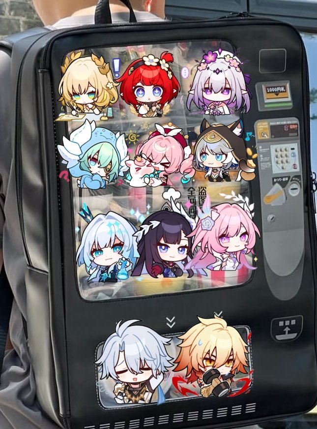 i really wanna get that one vending machine bag and do something like this if and when i get plushies of the chrysos heirs... shame evernight &amp; dhpt cant fit w them but i think its a cute idea