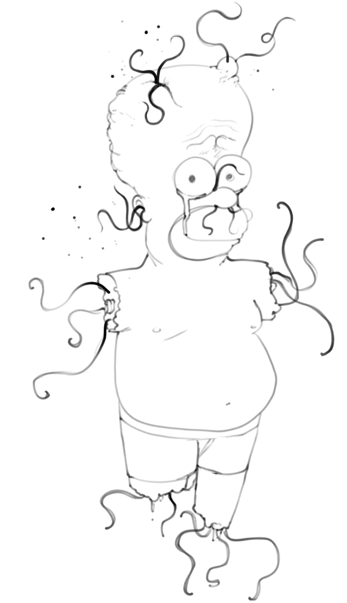 homer infected with worms