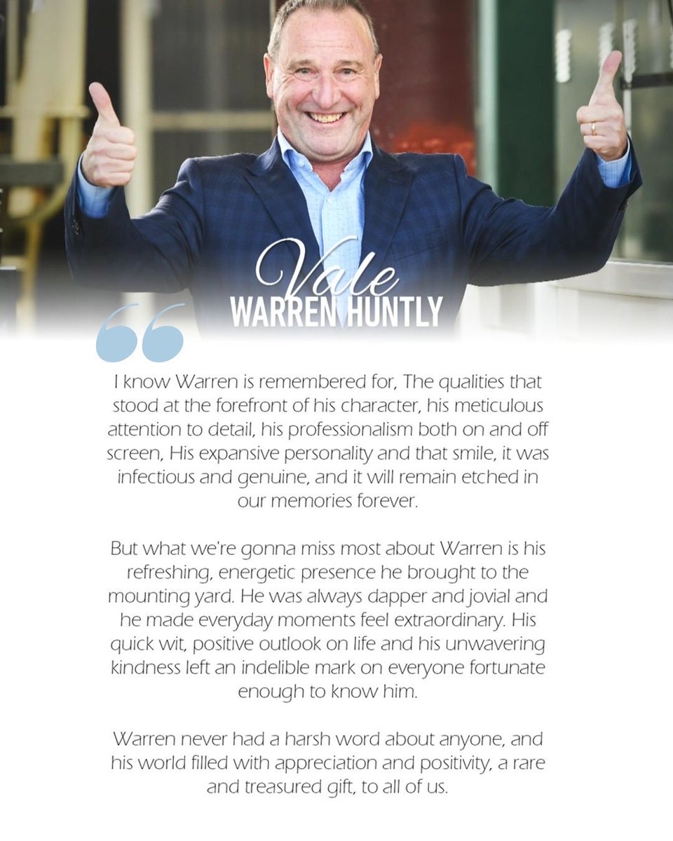 Today we farewelled the great Warren Huntly. 🕊️ 

They say you can't go wrong when you're talking about a great bloke and truer words haven’t been spoken. So let’s talk and remember Warren.