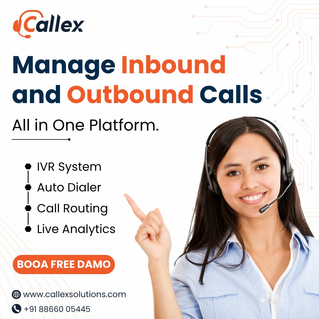 callexsolutions's tweet image. Streamline Your Business Communication!
Manage all your Inbound &amp;amp; Outbound Calls effortlessly with #Callex, your all-in-one call management platform.

#IVRSystem | #AutoDialer | #CallRouting | #LiveAnalytics

Book a Free Demo today!
callexsolutions.com

#CallManagement
