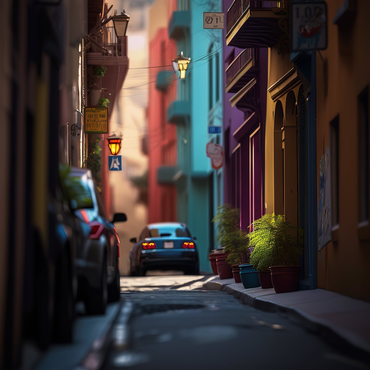 NoBanksNearby's tweet image. 3:28 PM. The way the late afternoon sun kisses these colorful buildings, making that lush plant glow. It&apos;s a fleeting moment in a narrow street, urging you to soak in the vibrant details before dusk. Be present.

#ProgrammableArt #AIArt #1440Minutes #TimeBasedNFT…