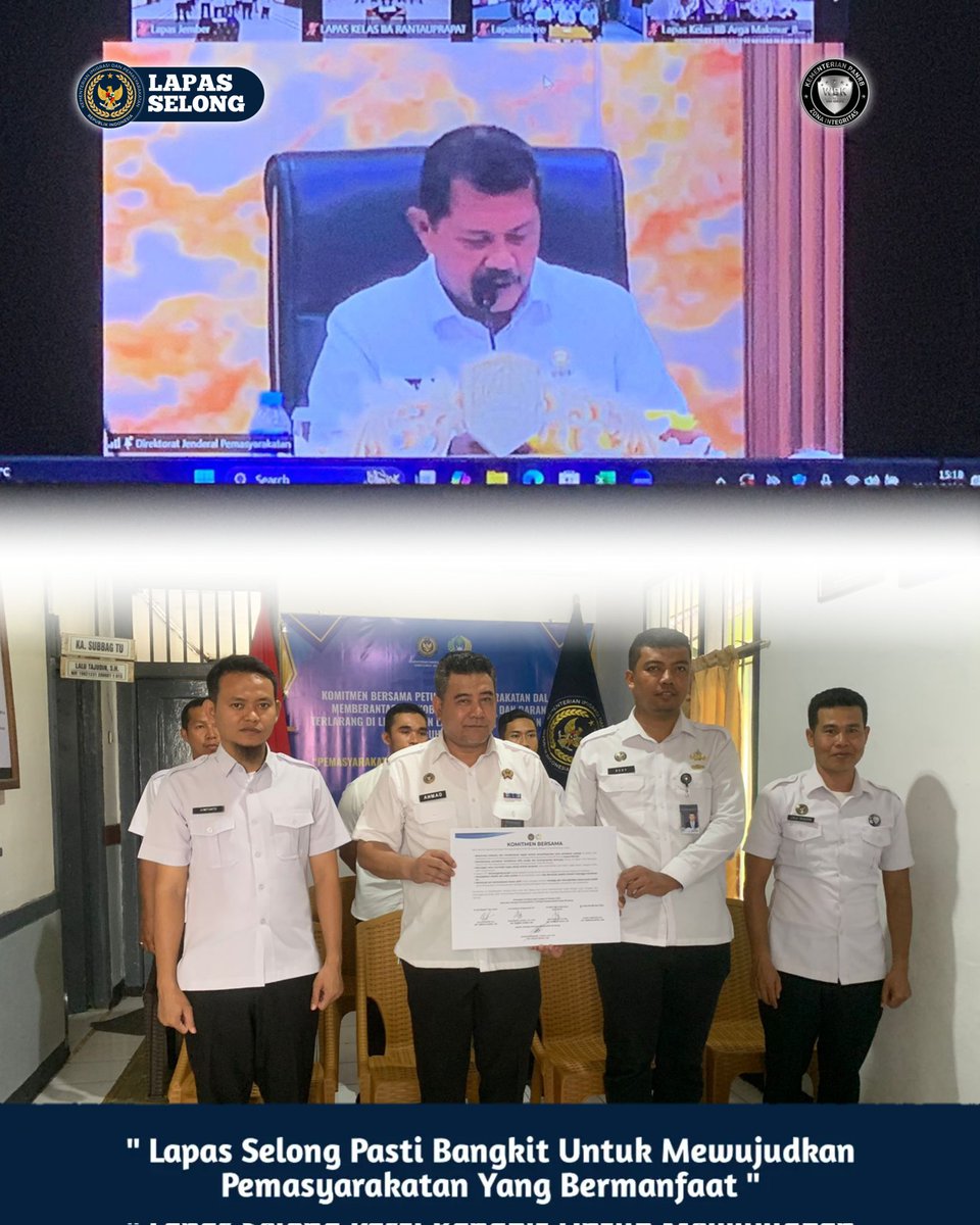 *Lapas Kelas IIB Selong Ikuti Kegiatan Penandatanganan Komitmen Bersama Secara Daring*

l
