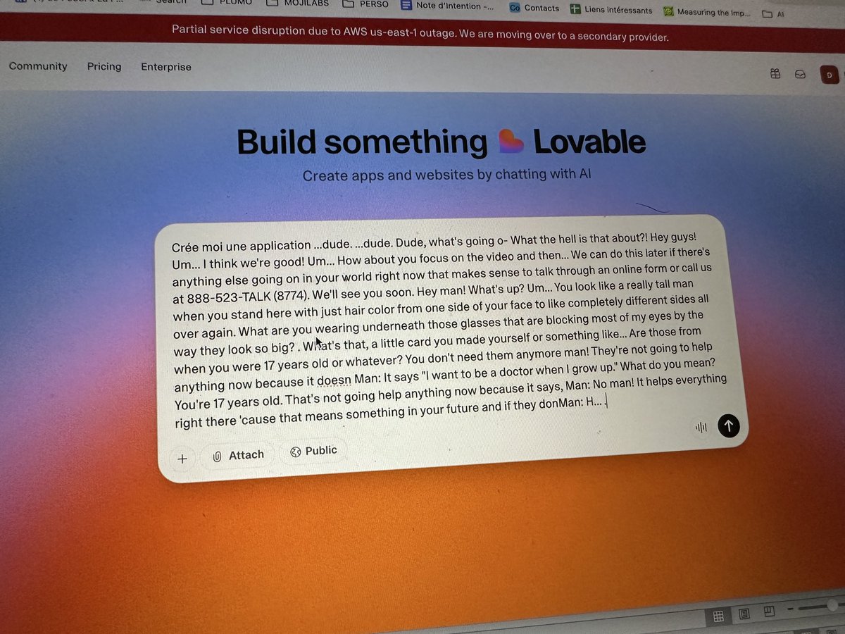Truc très bizarre sur mon compte lovable.dev un texte avec un numéro de tel s’est invité dans mon prompt. 
Une explication ?