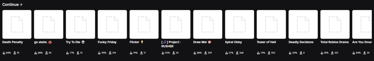 AndrewInRBLX's tweet photo. #RobloxDown 
even the biggest games only have about 100k-50k players as of rn. https://t.co/wADdqv1rWY