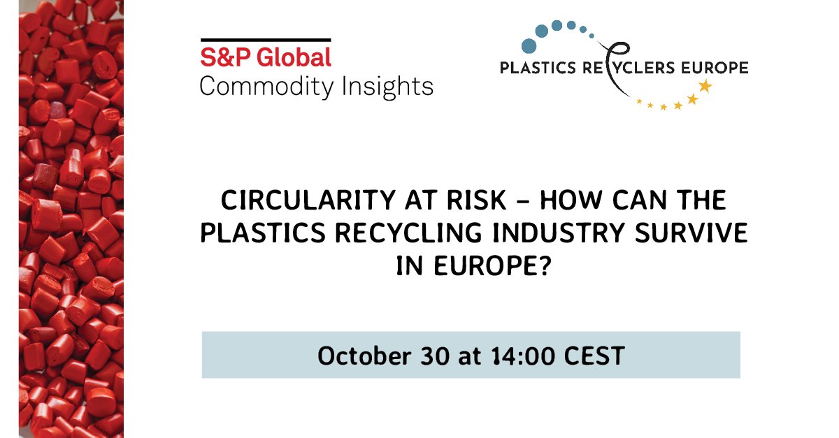 📢Join our @SPGCI &amp; PRE webinar on 30 October at 14:00 CEST!
 
In this session, expert speakers will come together to discuss the plastics recycling industry crisis and what is needed to protect the sector's future.
 
Learn more &amp; register: events.spglobal.com/event/3f558582…