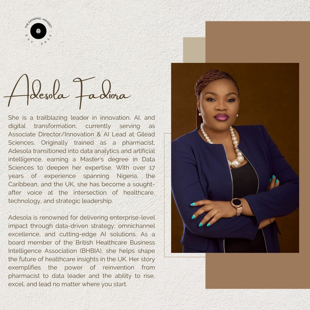 Thedata_mindset's tweet image. Don’t miss DataAndAI: Conversations with TheDataMindMindset!

New Episode Title: Adesola Fadiora on Power BI to Power Moves on driving AI in healthcare.
 
Date: Oct 26, 2025 
Time: 7PM
Register: bit.ly/datamindpodcas…

#Podcast #DataAnalytics #AI #HealthcareInnovation
