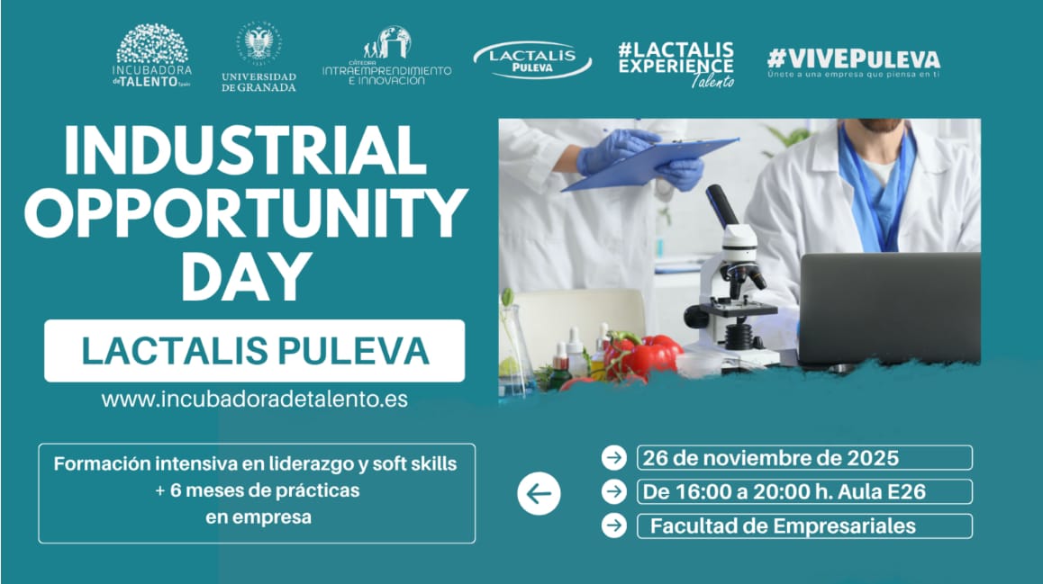 ffarmaciaUGR's tweet photo. #FFarmaciaUGR 26-11-2025 ESTUDIANTES 📢‼️🔛 Posibilidad de PRÁCTICAS PROFESIONALES en I+D, calidad industrial, seguridad alimentaria o producción. Lactalis Puleva Industrial Opportunity Day. Toda la información en: https://t.co/MCJRVzW3cT @AdinuGranada @agefarmacia @CYTAGRA https://t.co/kvDVbFBfSq
