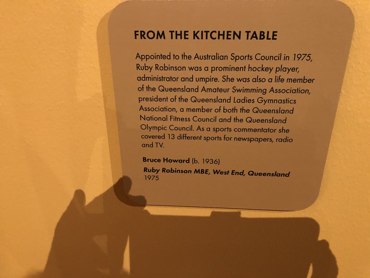 Great 1975 exhibition at @nla - great to see this photo of Ruby Robinson a significant leader in sport and highlighted the”kitchen table” nature of sport administration at the time