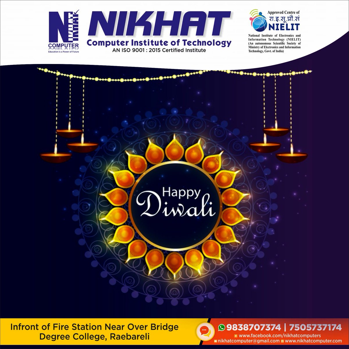 NikhatComputer's tweet image. शुभ दीवाली
#OLevel #CCC #ALevel #Dit
#Python #Java #Javascript #Html #Css 
#AI #IoT #AIbasededucation #Qualityeducation #Technicaleducation #Techstudies #Digitalindia 
#nikhatcomputer #computerinstitute #Nikhat #NIELIT #Updesco