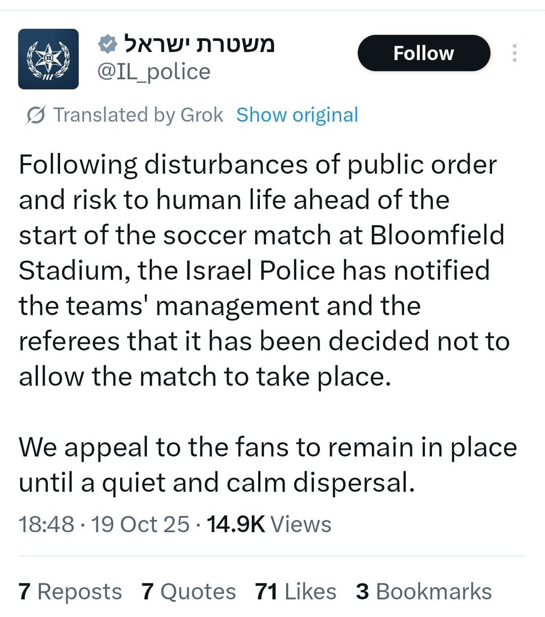There was a risk to human life. That's why the game was called off.