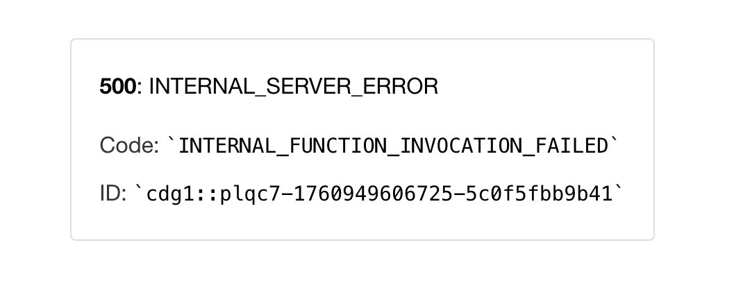 iampapagray's tweet photo. Hey @primevue 👋
It looks like the https://t.co/21zLwvxslu site is currently down — showing a 500: INTERNAL_SERVER_ERROR with code INTERNAL_FUNCTION_INVOCATION_FAILED.
Could you please check and fix this? 🙏 https://t.co/o59msYjMfJ