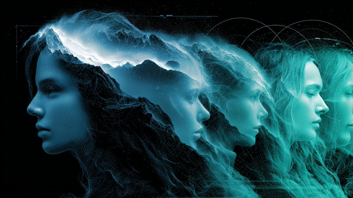 phokuinc's tweet image. Fragmented digital self. Are we landscape or are we stream? #DigitalIdentity #SciFiArt #AbstractPortrait