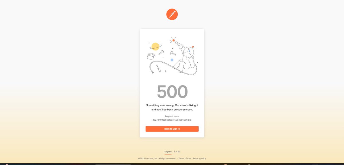 Mobinulislam143's tweet image. Ugh, Postman isn’t working! Getting a 500 error: "Something went wrong." Can’t do anything until it’s back up! 🛠️ #Postman #API #DevProblems #500Error #TechDown @getpostman