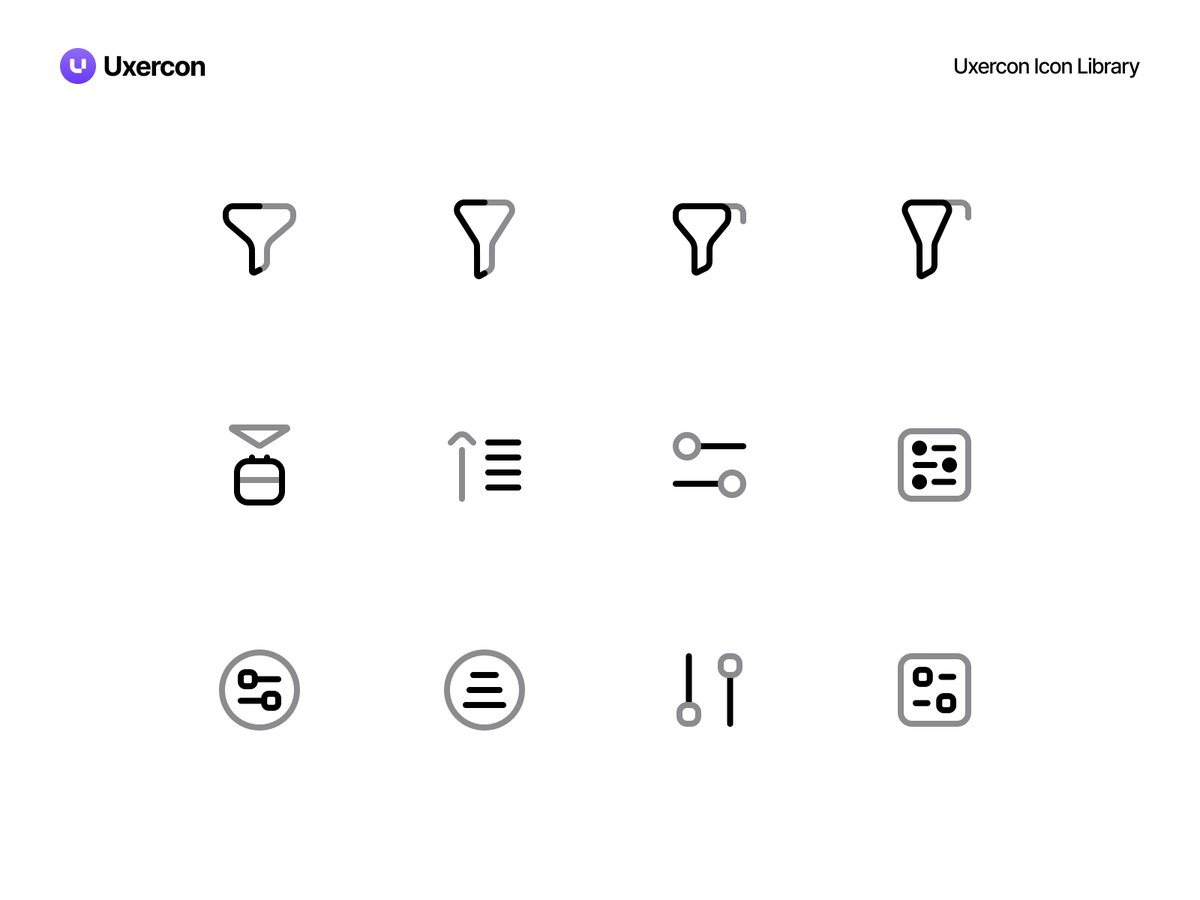 uxercon's tweet image. Filter &amp;amp; Sort - Uxercon Icon Library 🎛️
