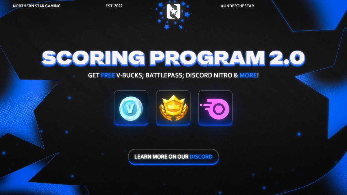 NorthernStarEU's tweet image. 🌟 SCORING PROGRAM 2.0 IS HERE! 🌟
Join NStar, earn FREE V-Bucks & much more by being active in our community! 🚀
Start earning points and climb the ranks today!
👉 Learn more & join us on Discord:
🔗 | discord.gg/8xs6J5REqJ
🔗 |