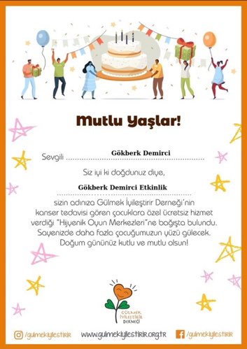 DiziDuny's tweet photo. #GökberkDemirci sevenler doğum günü vesilesiyle kanser tedavisi gören çocuklara özel bağışta bulundu. 👏🏻 https://t.co/x8MRtCV30Q