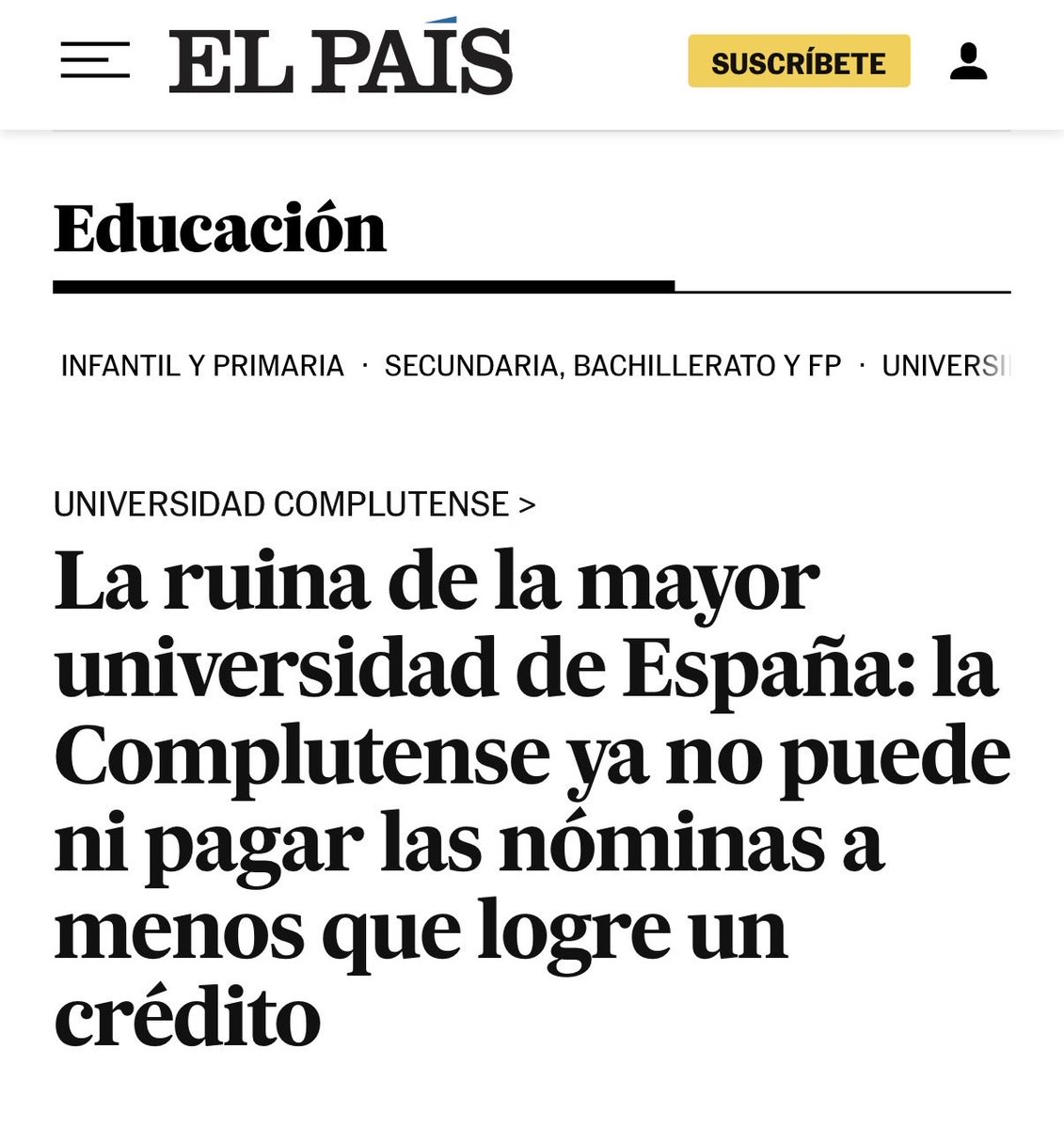 Una de las universidades más importantes de España teniendo que pedir un crédito para pagar NÓMINAS.

Ayuso está desmantelando la universidad pública para que vuelva a ser un coto para privilegiados porque odia cualquier cosa que pueda permitir a las familias trabajadoras mejorar