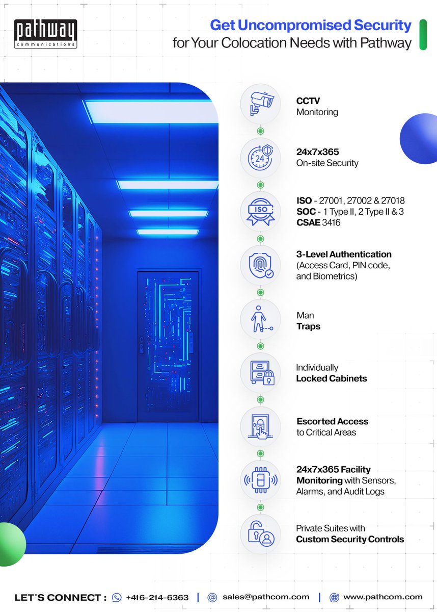 Pathcom's tweet photo. Step into the future of Tier III data center security with Pathway. 

🔗Explore our server colocation services here: https://t.co/umuqIAWTsw

📞 416-214-6363
📧 sales@pathcom.com

#Pathway #DataCenter #ColocationServices #SecureHosting #ITInfrastructure #ServerColocation https://t.co/1oLQ48QBFw