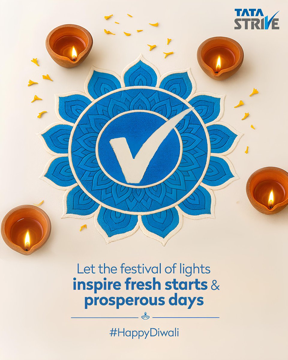TataSTRIVE's tweet image. This Diwali, let learning be your light. Every new skill you gain brings you closer to the future you dream of.

#HappyDiwali #TataSTRIVE #LightOfLearning #Diwali2025 #SkillDevelopment #FutureReady #LearnToGrow #EmpowerThroughEducation #SkillsForTomorrow #InnovationThroughLearnin