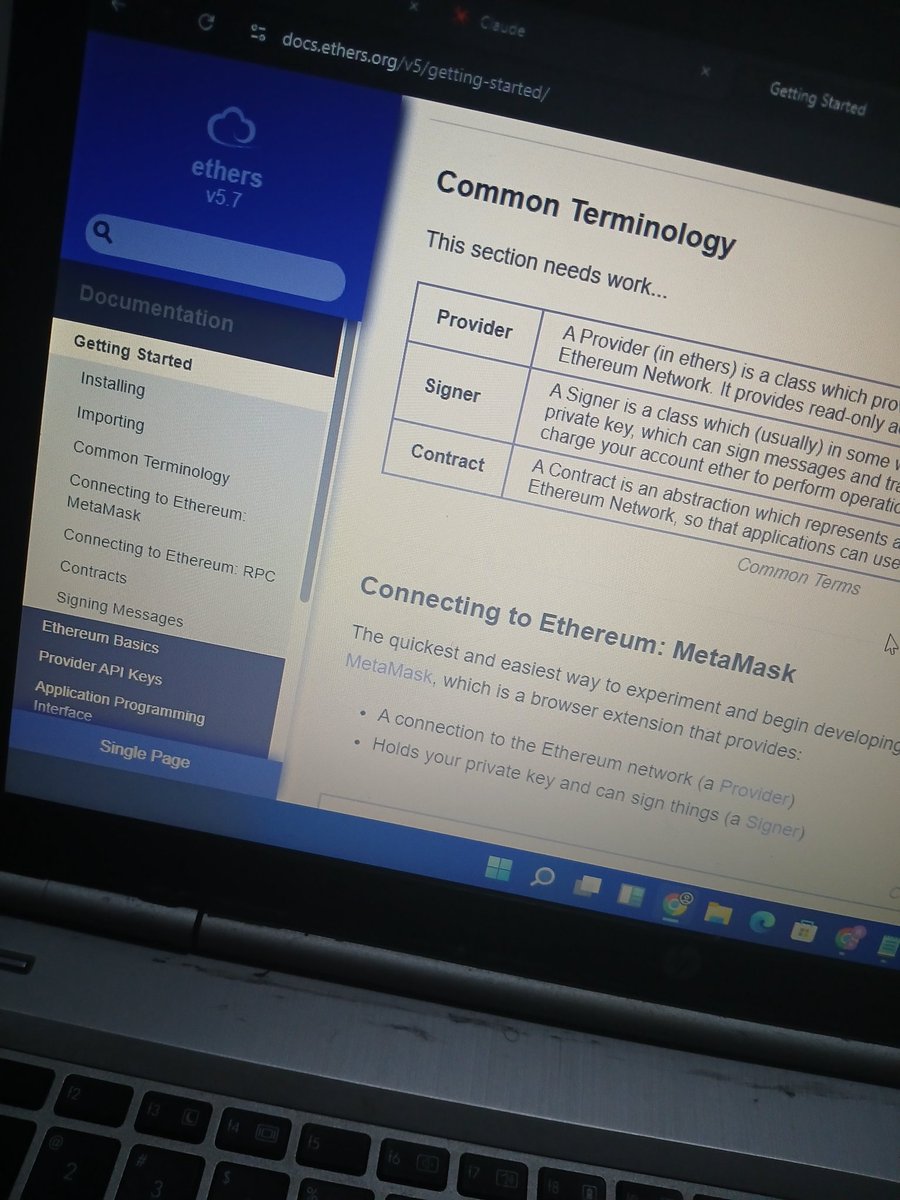 Chinwe_script's tweet image. For every language I learn, my first step isn't using ai or YouTube, but utilising official documentation documentation
Study and understand concepts as much as possible
Currently learning ethers.js
What's your step to learning new things?
#Ethereum #Web3 #backenddevloper