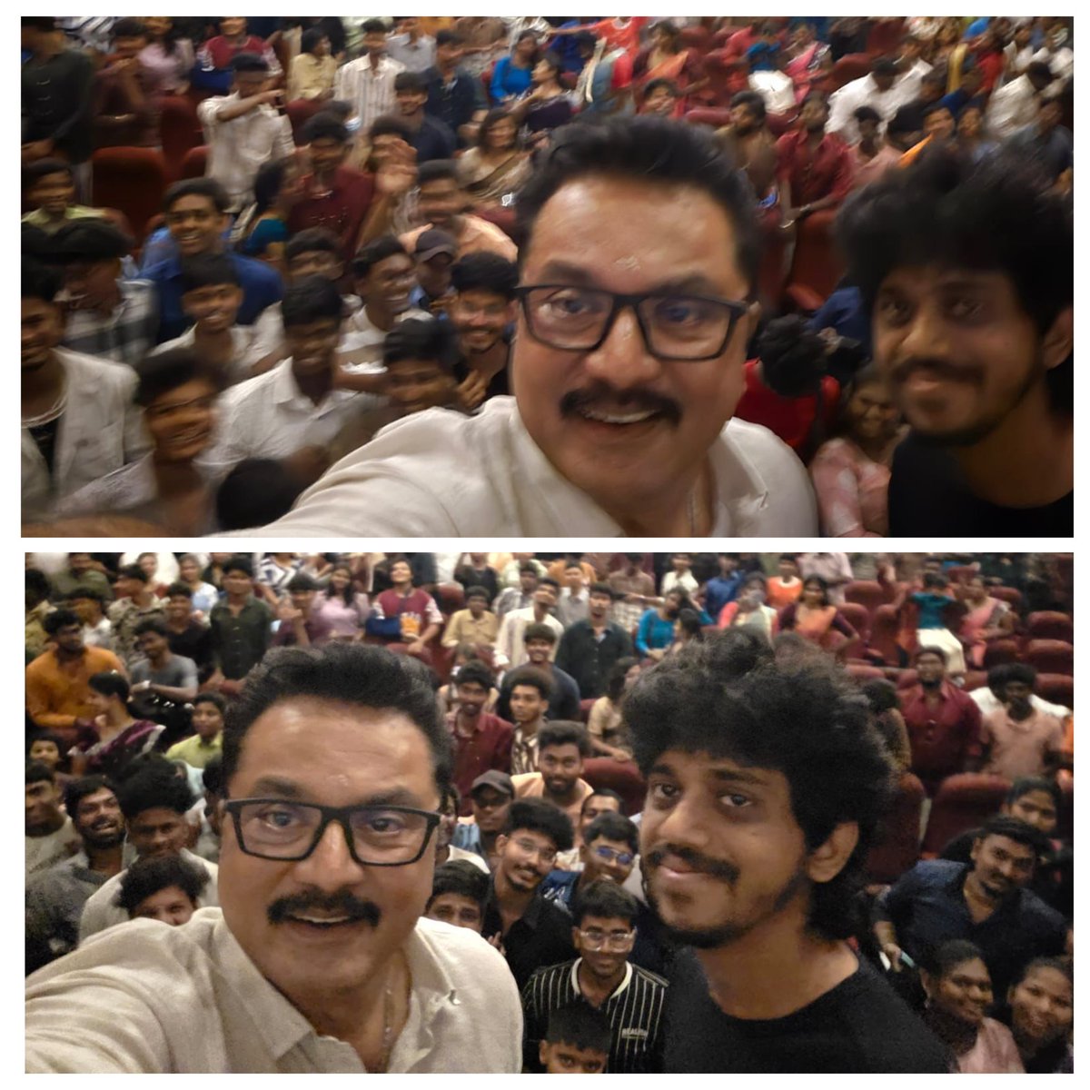 iamrajesh_pov's tweet image. .@realsarathkumar &amp;amp; Director #Keerthiswaran Visited #KamalaTheatre &amp;amp; Seen The Audience Response...
Warm Reception For #Sarath Sir For His Role In #Dude...
