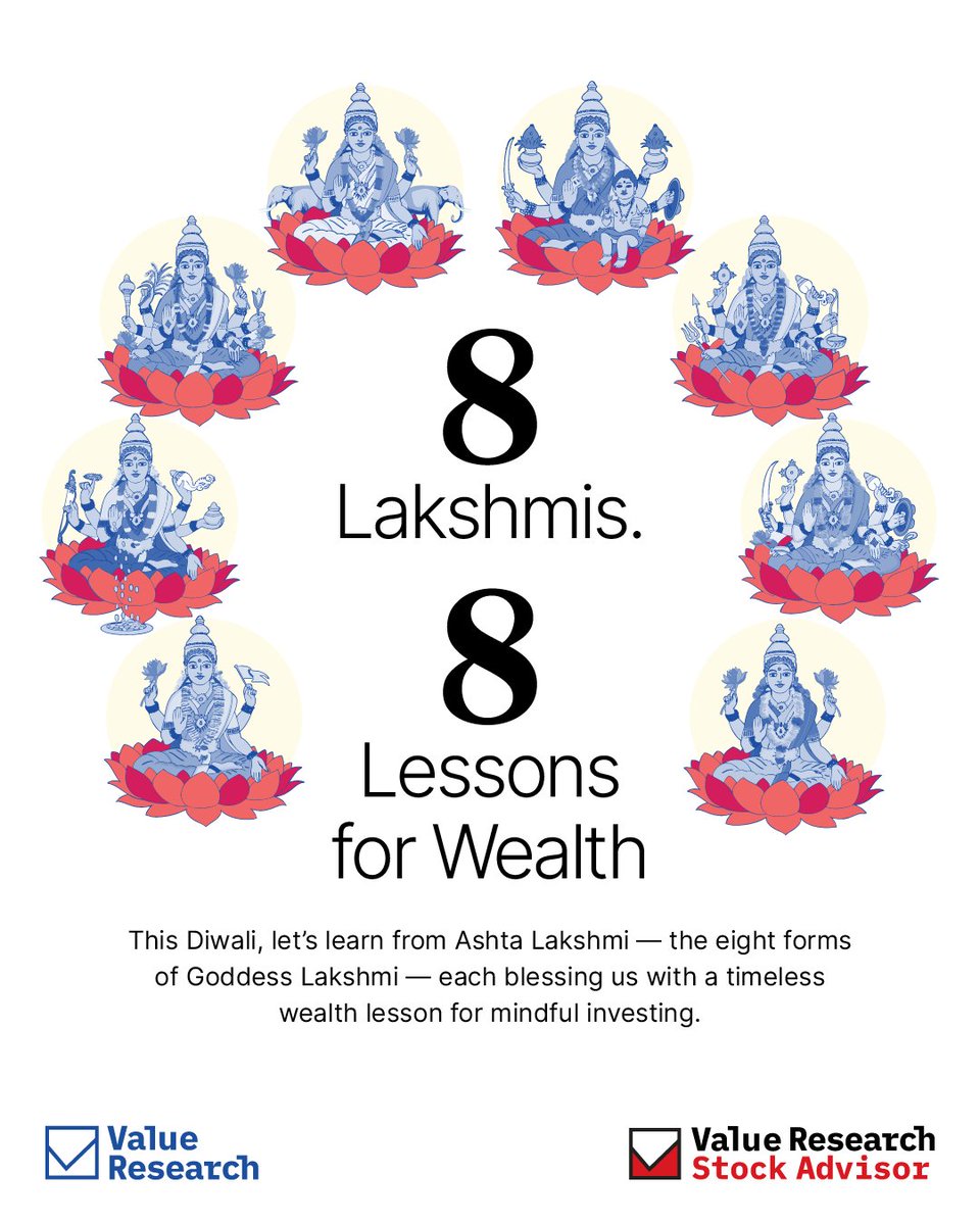 ValueResearch's tweet photo. This Diwali, may the blessings of Lakshmi bring balance, clarity, and wisdom - in life and investing.

✨ Wishing you a bright and prosperous Diwali. ✨
🧵@VROStocks https://t.co/lyNrAJGxp0