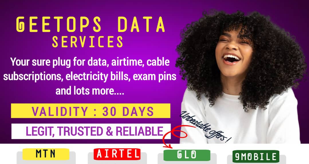 Happy new week from your favourite data vendor 😍

I sell data 🙏

Prices
1GB - 800 x 50 = 40,000
2GB - 1600 x 50= 80,000
3GB - 2300 x 50 = 115,000
5GB - 3800 x 50 = 190,000

I'll appreciate your patronage🤲 🙏