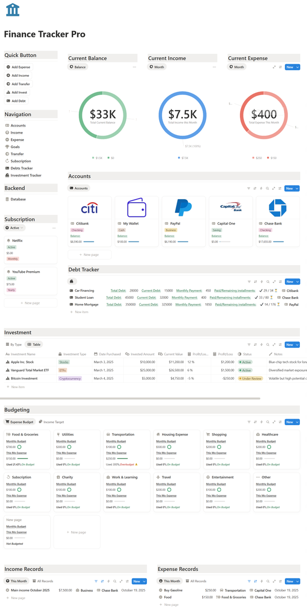 toninotion's tweet photo. Here’s how I track my finances in Notion.
• Simple.
• Visual.
• Zero stress. https://t.co/UiNgDyZBAb