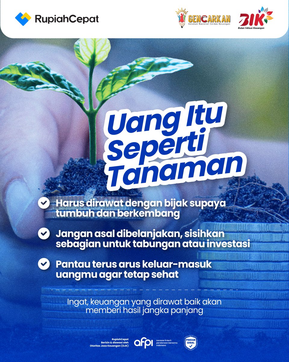 Ingat ya, Sobat RupiahCepat!
Uang yang dirawat baik bisa kasih hasil jangka panjang~
Jadi jangan asal belanja, tapi sisihkan juga untuk masa depan!