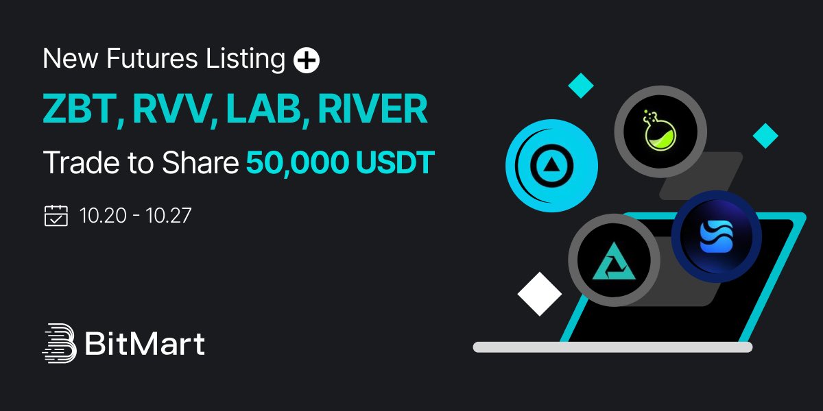 BitMart Futures (@bitmart_futures) on Twitter photo 🚀 New Futures Listing Competition: $ZBT, $RVV, $LAB, $RIVER 🥳
🔥 Enjoy a 20,000 USDT New User Benefit & grab your share of the 30,000 USDT Prize Pool!
👇 Trade now and win big!
bitmart.com/en-US/activity… 🚀 New Futures Listing Competition: $ZBT, $RVV, $LAB, $RIVER 🥳
🔥 Enjoy a 20,000 USDT New User Benefit & grab your share of the 30,000 USDT Prize Pool!
👇 Trade now and win big!
bitmart.com/en-US/activity…