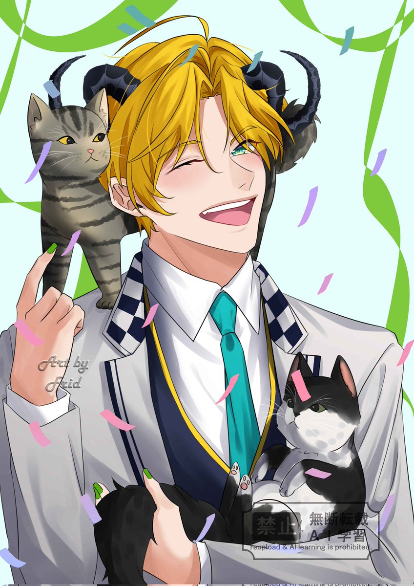 Happy Birthday Stan-ly I mean Sully emmm Setan(?). Yhhh hbd Setan💚🐈🐱
#HappyBirthdaySatan #obeymebd 
#obeymefanart