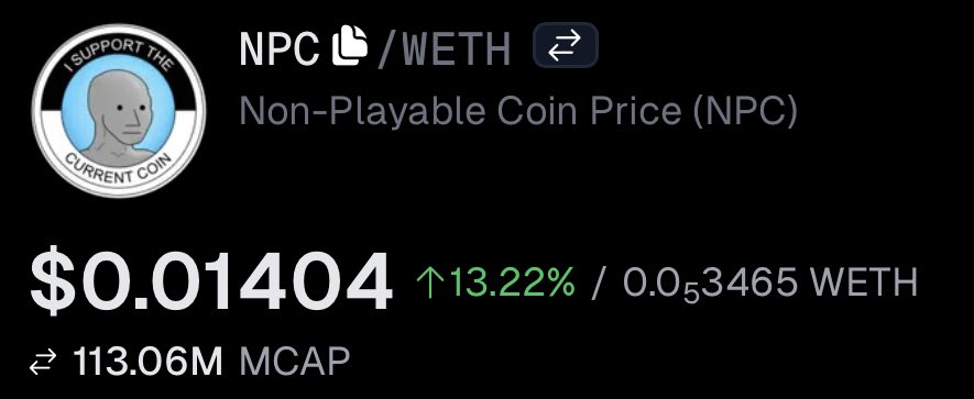 If u own .01% of $NPC - $11,000

It’s like owning 100 Bitcoin but in memecoin scale 

You are a mini Michael Saylor

Becoming a NPC whale now is like buying 100 BTC when it was just $500 per btc 

Stack up on 1 cent Npc

It’s gonna be trading at $2.00-$15.00 in the coming years