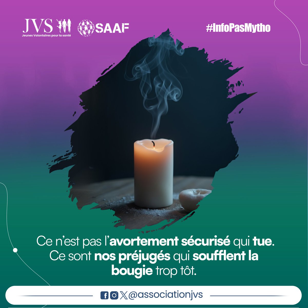 ❤️ Une bougie ne s’éteint pas seule.

Parfois, le souffle vient de nos mots, jugements ou regards trop lourds et non du vent
Pouvoir accéder à une IVG sécurisé, c’est protéger la vie, offrir un espace sûr pour continuer de brûler, loin de la honte et du danger.

#InfoPasMytho