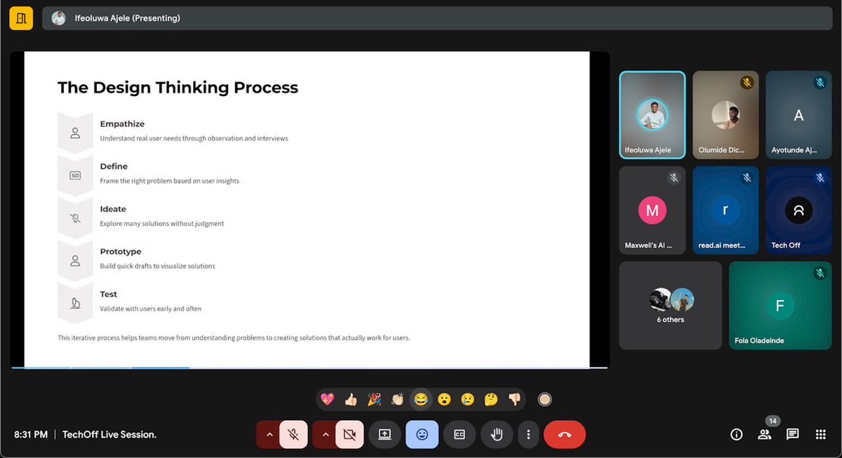 techoffhack's tweet image. At #TechOff25, it’s not just about challenges, we’re building icons🔥

We had our first mentorship session Lady Kay and Ifeoluwa Ajele to help our budding icons learn and grow.

The prize is the goal, but growth is part of the journey.

🎥 Watch Episode 1: youtu.be/4STEq81YtGI?si…