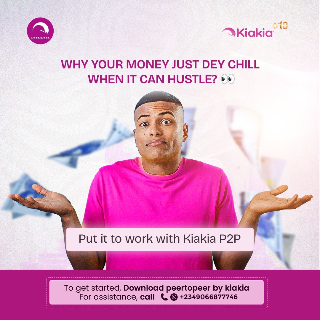 P2p_kiakia's tweet photo. Why let your money sleep when it can make more money?
Let it hustle with Kiakia P2P today! 

#SmartMoney #KiakiaP2P #MoneyMoves #InvestWisely #KiaKiaAt10 https://t.co/eq9OxD1YHw