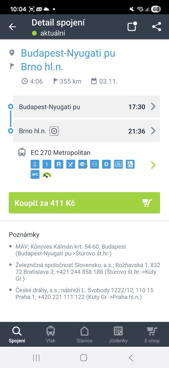 GrezCZ's tweet photo. Hele jako vážně @ceskedrahy_ ? To jako proč cesta do Bratislavy stojí 2.5x víc, než když přes ni jedu až do Brna? https://t.co/sEFtFw1mbd