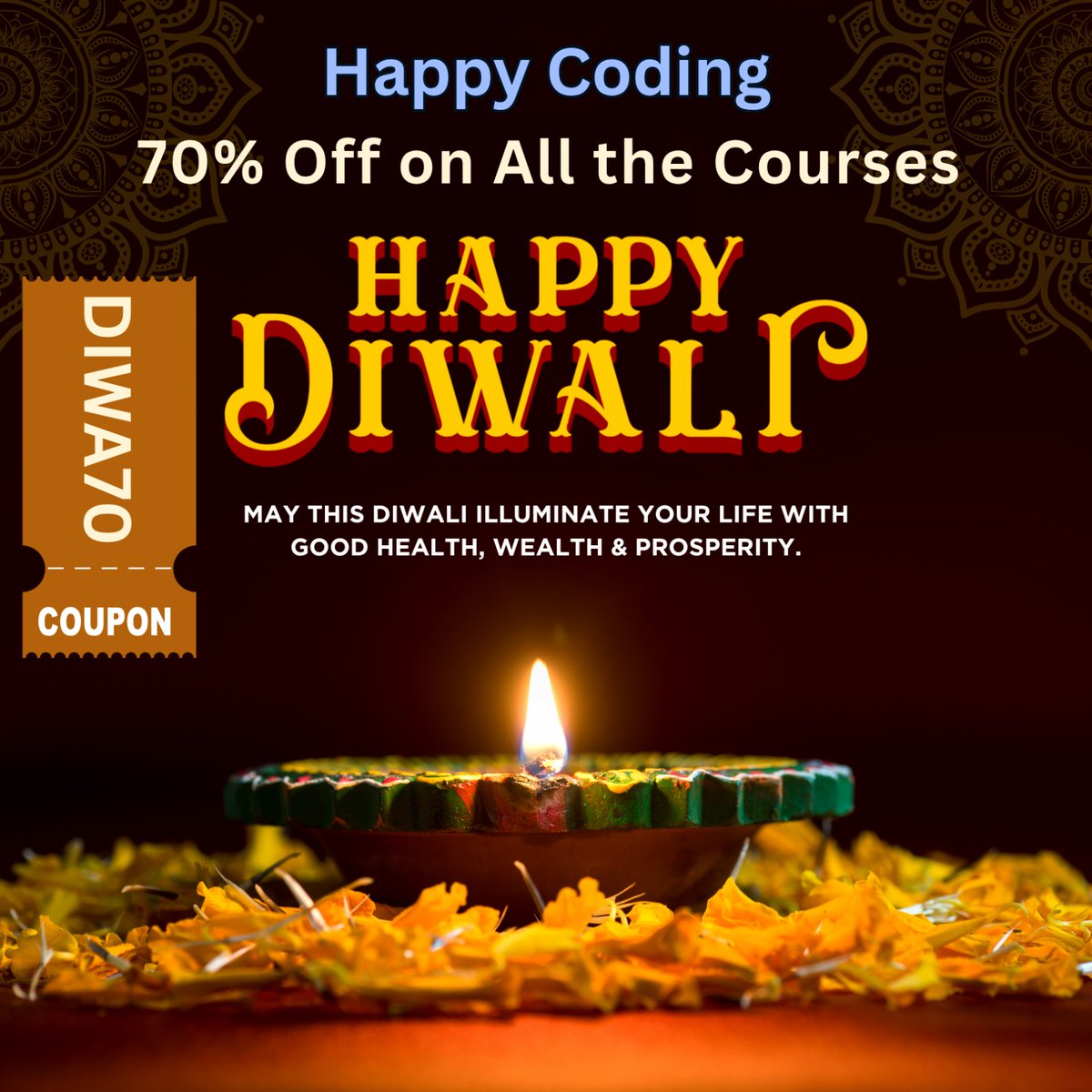 CodeGuruManoj's tweet image. Happy Coding is offering 70% off on all the courses. Use coupon code: Diwa70
Valid till- 27th October 2026
#HappyDiwali #HappyCoding